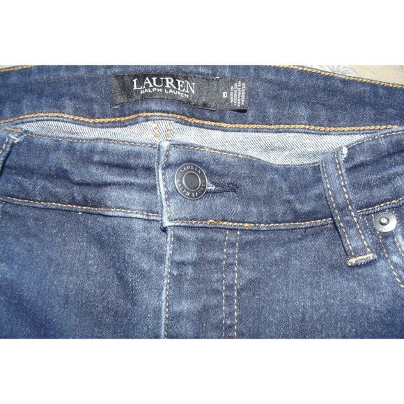 LAUREN Ralph 10x29 Dark Blue Mid Rise Straight Leg Jeans Black Label tummy panel - Picture 3 of 11